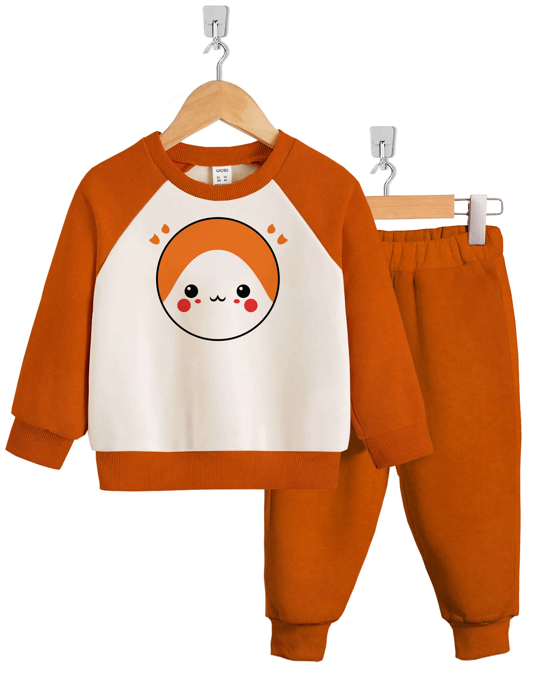 Track Suit-Fleece Raglan Orange Toon for Kids